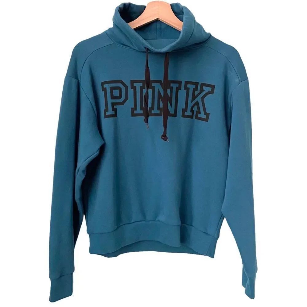 PINK Victoria's Secret Blue Everyday Lounge Cowl Neck Sweater Pullover in XS